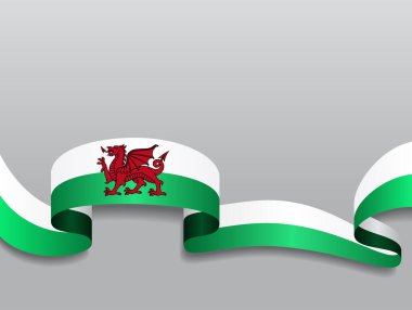 Galler bayrağı dalgalı soyut arka plan. Vektör illüstrasyonu.