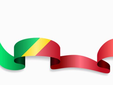 Kongo bayrağı dalgalı ve soyut bir arka plan. Vektör illüstrasyonu.