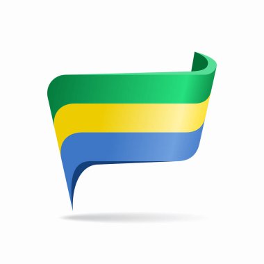 Gabon bayrak haritası işaretleyici düzeni. Vektör illüstrasyonu.