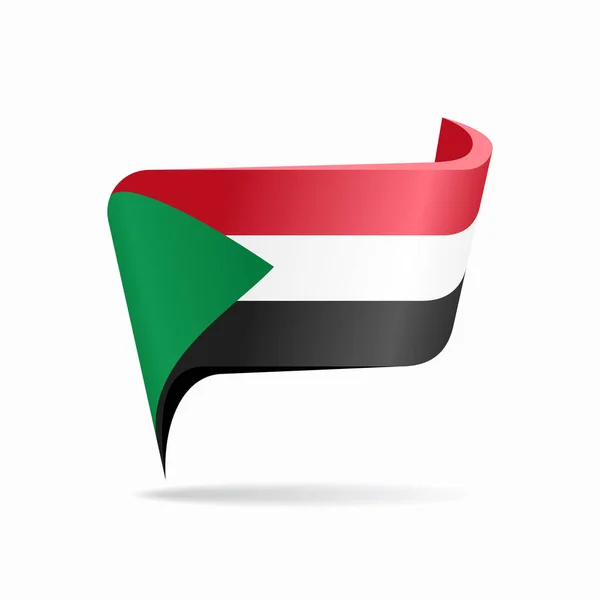 Bandera sudanesa diseño del puntero del mapa. Ilustración vectorial. — Archivo Imágenes Vectoriales