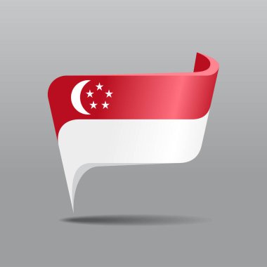 Singapur bayrak haritası çizimi. Vektör illüstrasyonu.
