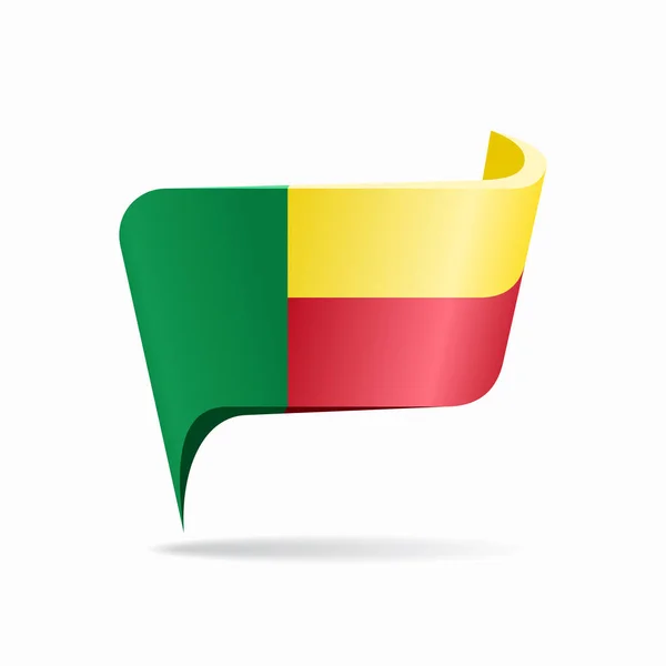 Mapa de la bandera de Benín diseño puntero. Ilustración vectorial. — Vector de stock