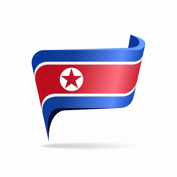 Layout puntatore mappa bandiera nordcoreana. Illustrazione vettoriale. — Vettoriale Stock