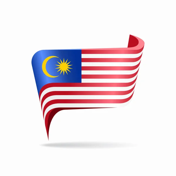 Diseño de puntero de mapa de bandera de Malasia. Ilustración vectorial. — Vector de stock