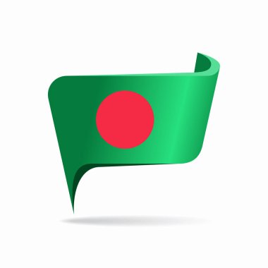 Bangladeş bayrak haritası işaretleyici düzeni. Vektör illüstrasyonu.