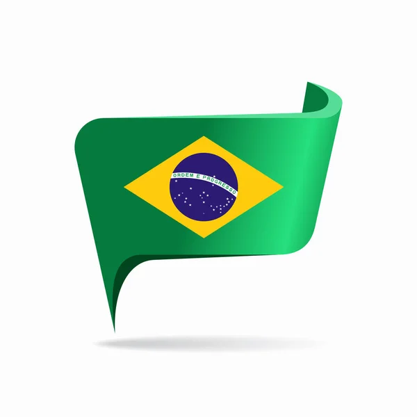 Layout puntatore mappa bandiera brasiliana. Illustrazione vettoriale. — Vettoriale Stock