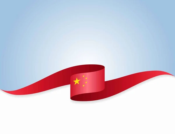 Kinesisk flagga vågigt abstrakt bakgrund. Vektorillustration. — Stock vektor
