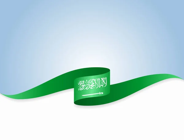 Latar belakang abstrak gelombang bendera Arab Saudi. Ilustrasi vektor. - Stok Vektor
