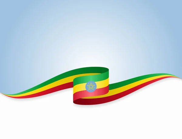 Etiopisk flagga vågigt abstrakt bakgrund. Vektorillustration. — Stock vektor