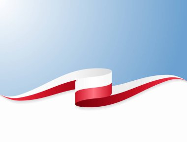 Polonya bayrağı dalgalı, soyut arka plan. Vektör illüstrasyonu.
