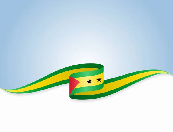 Sao Tome und Principe Flagge welligen abstrakten Hintergrund. Vektorillustration. — Stockvektor