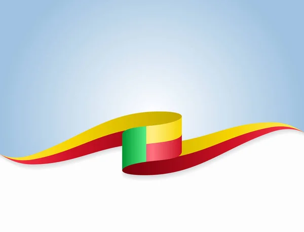 Benin flagga vågigt abstrakt bakgrund. Vektorillustration. — Stock vektor