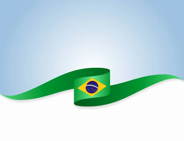 Brasilianische Flagge welligen abstrakten Hintergrund. Vektorillustration. — Stockvektor