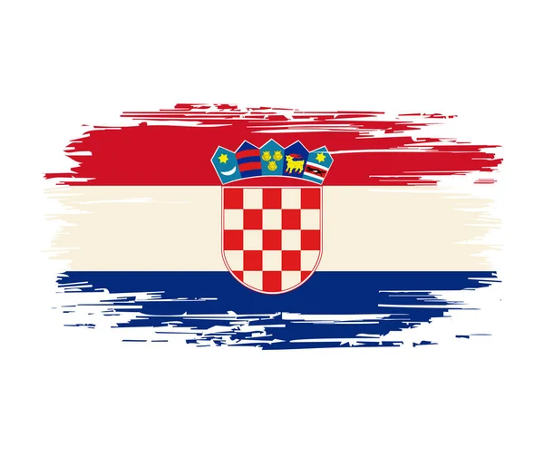 Croatian flag brush grunge background. Vector illustration. — Stock Vector