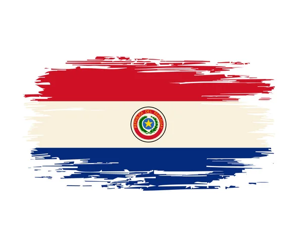 Bandiera paraguaiana pennello grunge sfondo. Illustrazione vettoriale. — Vettoriale Stock