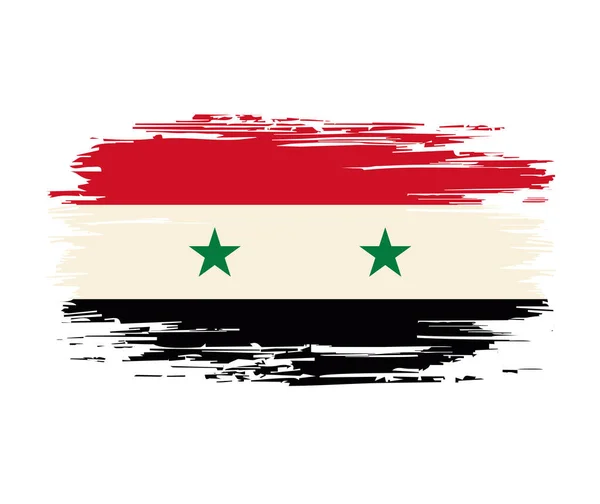 Syrian flag brush grunge background. Vector illustration. — ストックベクタ