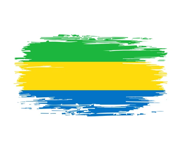 Gabon vlag borstel grunge achtergrond. Vectorillustratie. — Stockvector