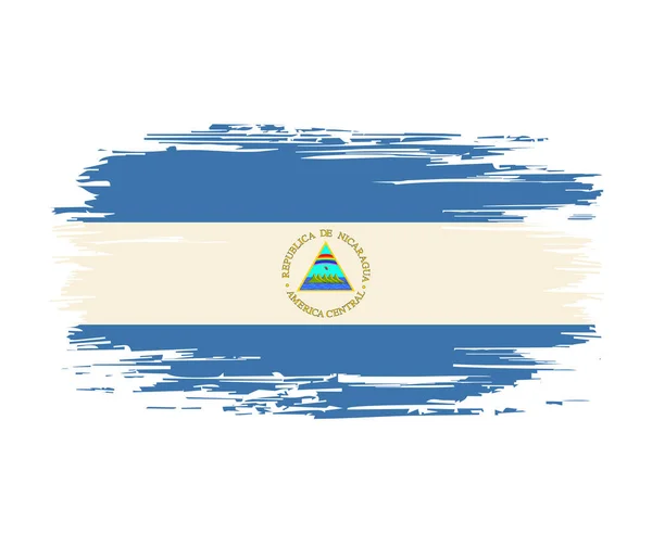 Νικαράγουα σημαία βούρτσα grunge φόντο. Εικονογράφηση διανύσματος. — Διανυσματικό Αρχείο