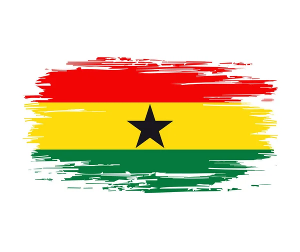 Ghanayan flagga borste grunge bakgrund. Vektorillustration. — Stock vektor