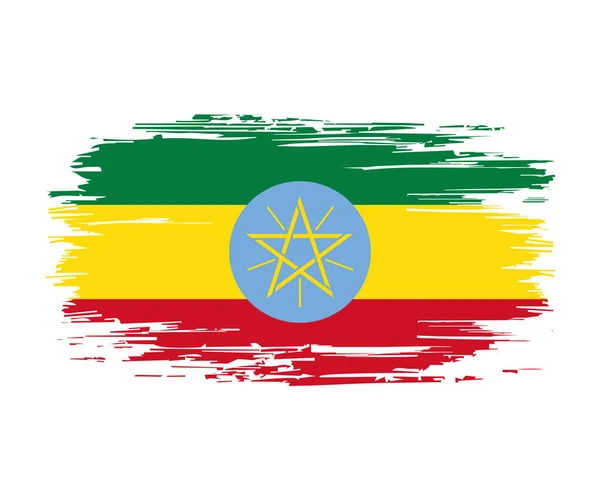Etiopská vlajka štětec grunge pozadí. Vektorová ilustrace. — Stockový vektor