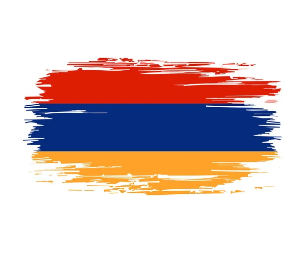 Armeniska flagga borste grunge bakgrund. Vektorillustration. — Stock vektor