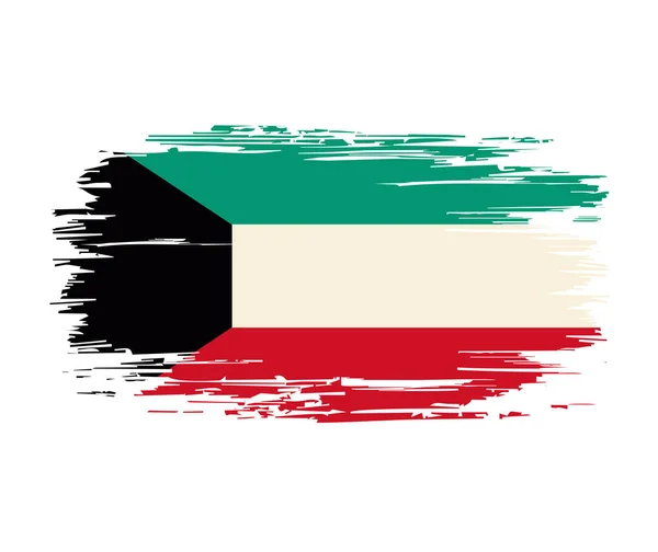 Kuwaiti flag brush grunge background. Vector illustration. — ストックベクタ