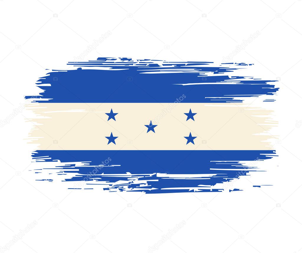 Honduras flag brush grunge background. Vector illustration.