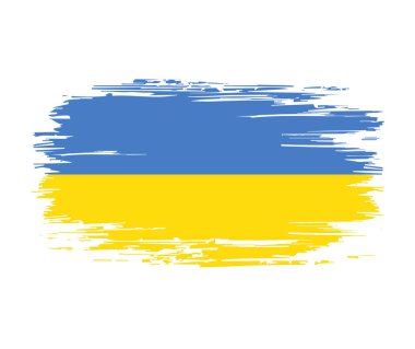 Ukrayna bayrak fırçası grunge arka planı. Vektör illüstrasyonu.