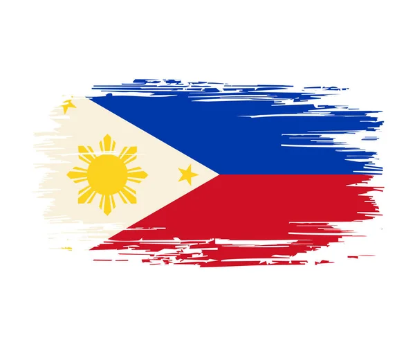Filipinas cepillo bandera grunge fondo. Ilustración vectorial. — Vector de stock