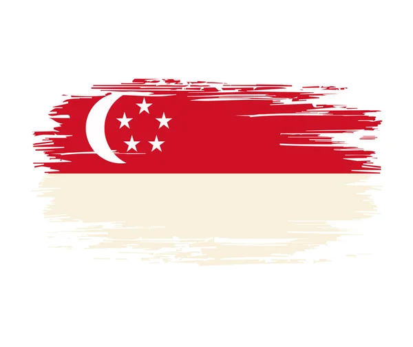 Singapurische Flagge Pinsel Grunge Hintergrund. Vektorillustration. — Stockvektor