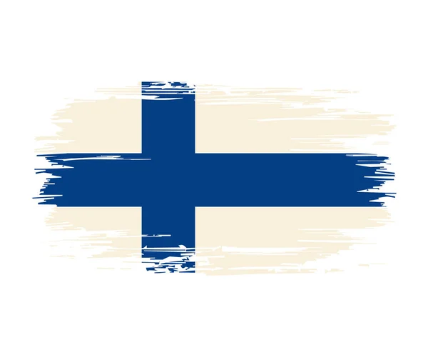 Bandiera finlandese pennello grunge sfondo. Illustrazione vettoriale. — Vettoriale Stock