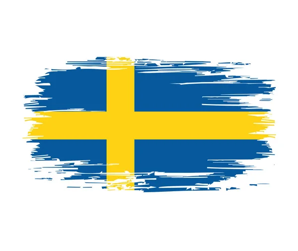 Swedish flag brush grunge background. Vector illustration. — Stock Vector