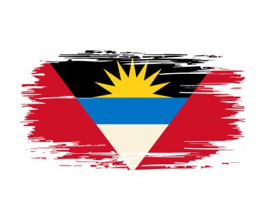 Antigua ve Barbuda bayrak fırçası grunge geçmişi. Vektör illüstrasyonu.