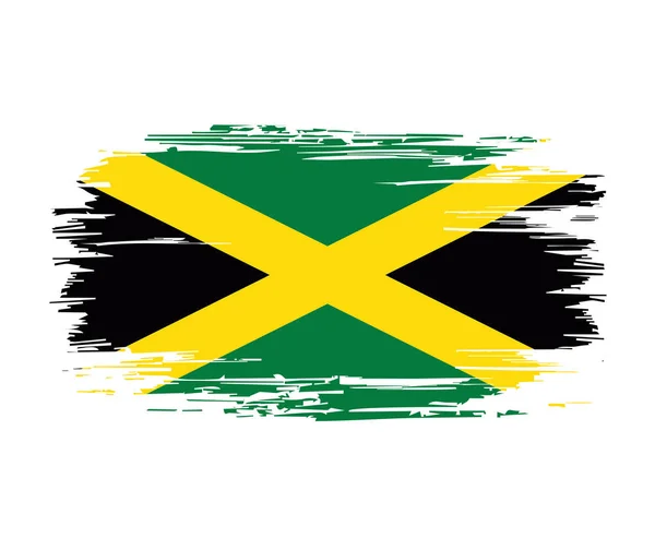 Jamaikanische Flagge Pinsel Grunge Hintergrund. Vektorillustration. — Stockvektor