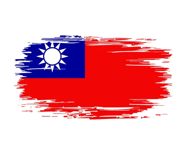 Taiwan flag brush grunge background. Vector illustration. — Stock Vector