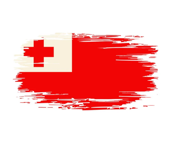 Tonga bandeira escova fundo grunge. Ilustração vetorial. —  Vetores de Stock