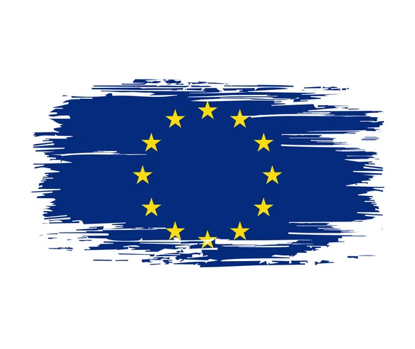 Bandera de la Unión Europea cepillo grunge fondo. Ilustración vectorial. — Vector de stock