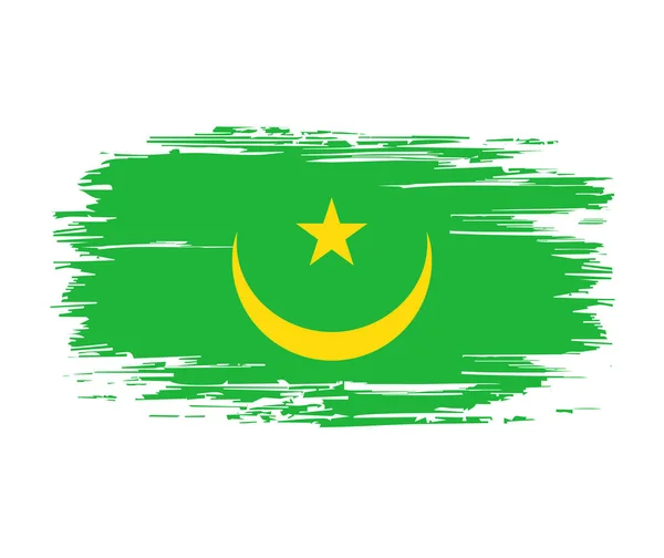 Mauritania cepillo bandera grunge fondo. Ilustración vectorial. — Archivo Imágenes Vectoriales