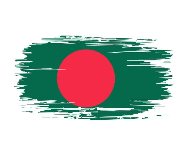 Bangladesh flagga borste grunge bakgrund. Vektorillustration. — Stock vektor