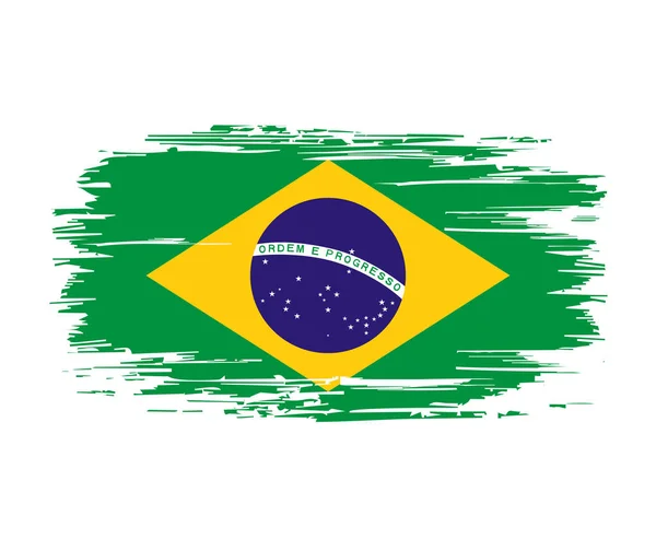 Brazil zászló ecset grunge háttér. Vektorillusztráció. — Stock Vector