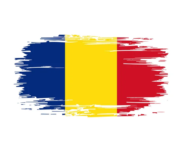 Rumänische Flagge Pinsel Grunge Hintergrund. Vektorillustration. — Stockvektor