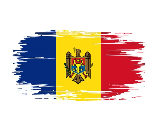 Moldavská vlajka štětec grunge pozadí. Vektorová ilustrace. — Stockový vektor