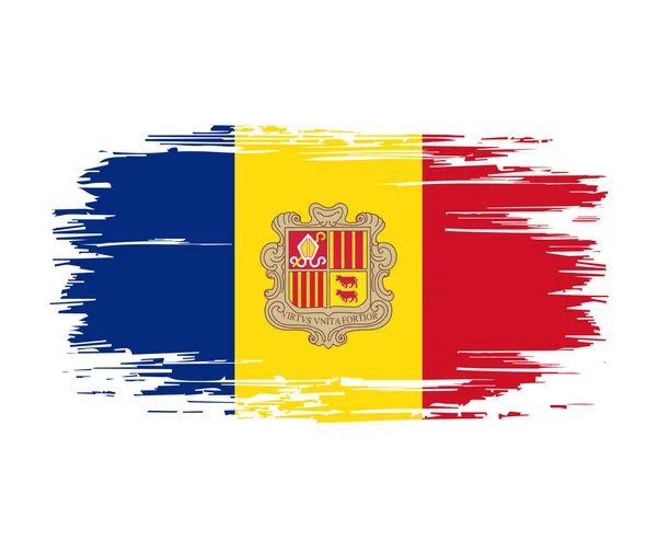 Andorrańska pędzel flagowy grunge tle. Ilustracja wektora. — Wektor stockowy