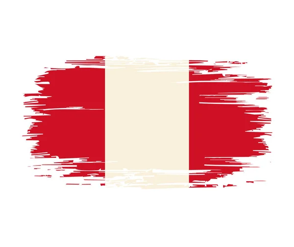 Peruanische Flagge Pinsel Grunge Hintergrund. Vektorillustration. — Stockvektor