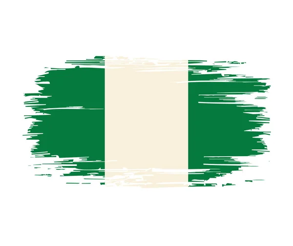 Nigeriansk flagga borste grunge bakgrund. Vektorillustration. — Stock vektor