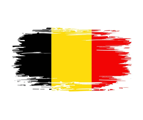 Belgijski pędzel flagowy grunge tle. Ilustracja wektora. — Wektor stockowy