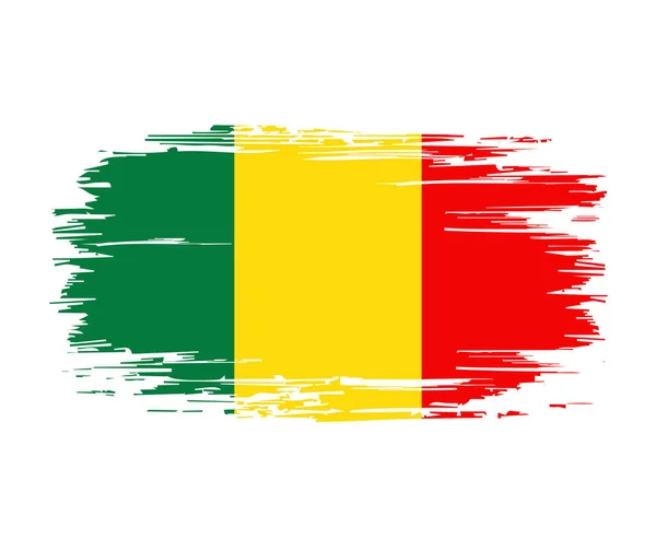 Malische Flagge Pinsel Grunge Hintergrund. Vektorillustration. — Stockvektor