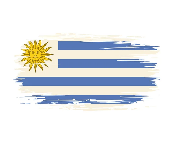 Pinceau drapeau uruguayen fond grunge. Illustration vectorielle. — Image vectorielle