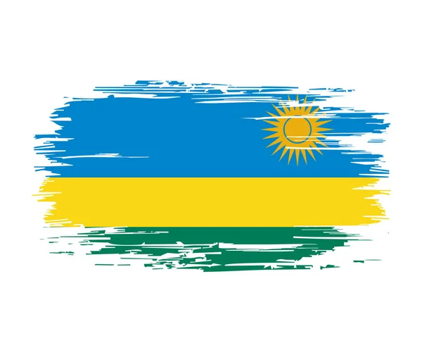 Rwanda flagga borste grunge bakgrund. Vektorillustration. — Stock vektor