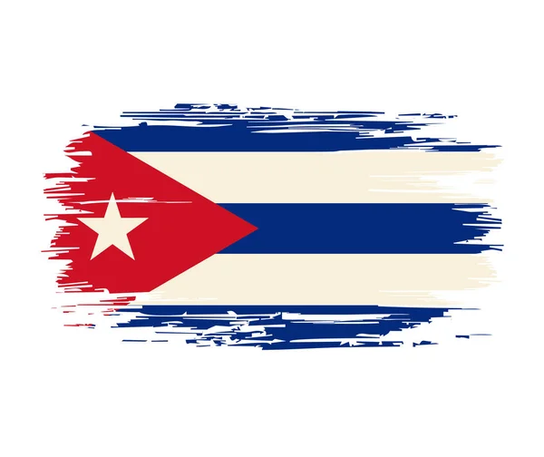 Küba bayrağı fırça grunge arka planı. Vektör illüstrasyonu. — Stok Vektör